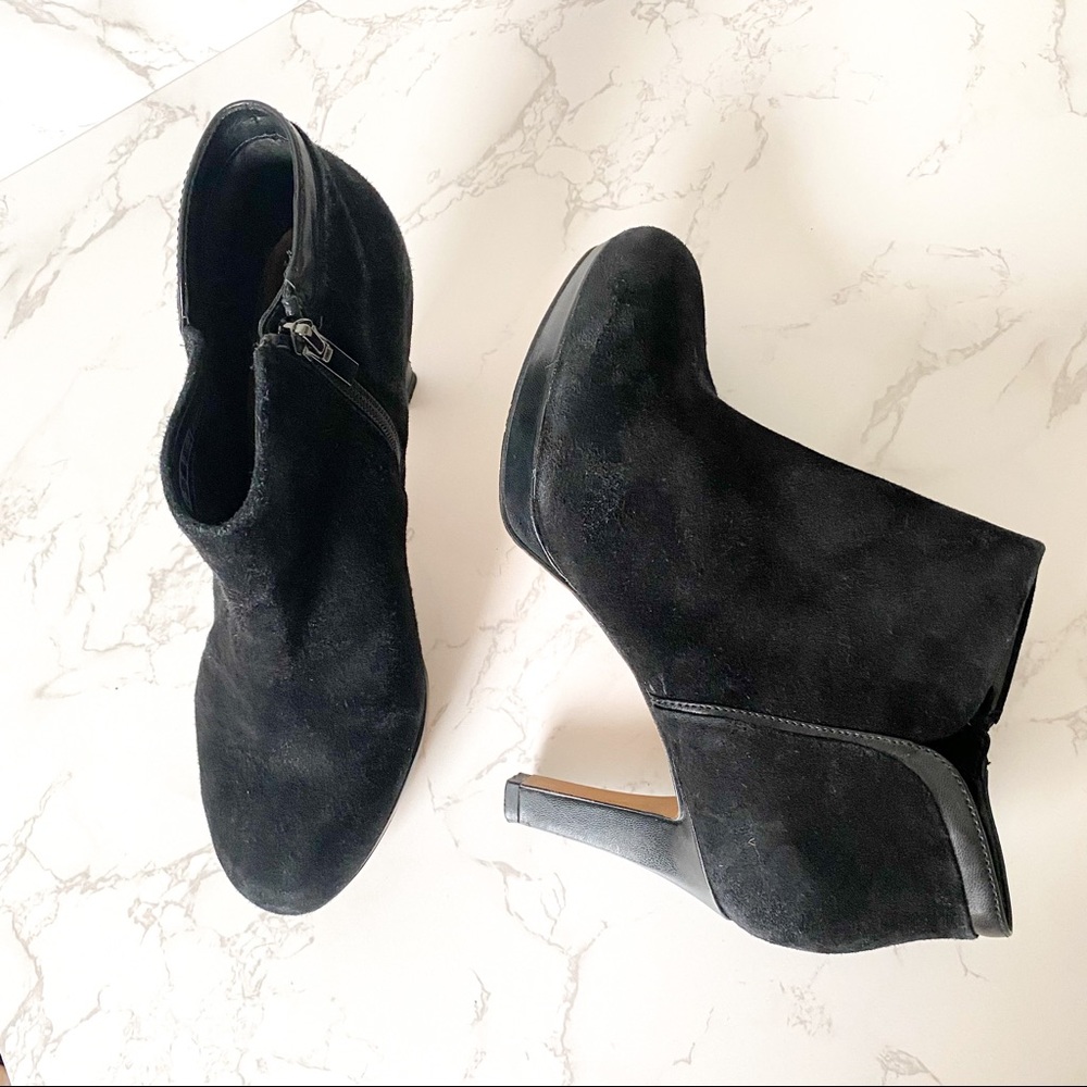 Clarks | Black Suede Heel Booties - Picture 1 of 12